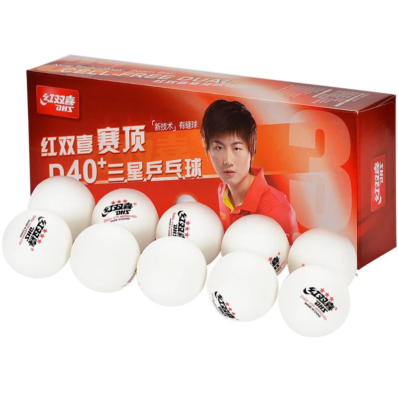 Genuine DHS 3 Star Tournament New Material Seamed D40+ PP Ball Table Tennis  ball / ping pong ball 10pcs / pack Free Shipping