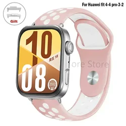 Silicone Sport Band for Huawei Watch Fit - Premium Smartwatch Bracelet Strap (20 pink white)