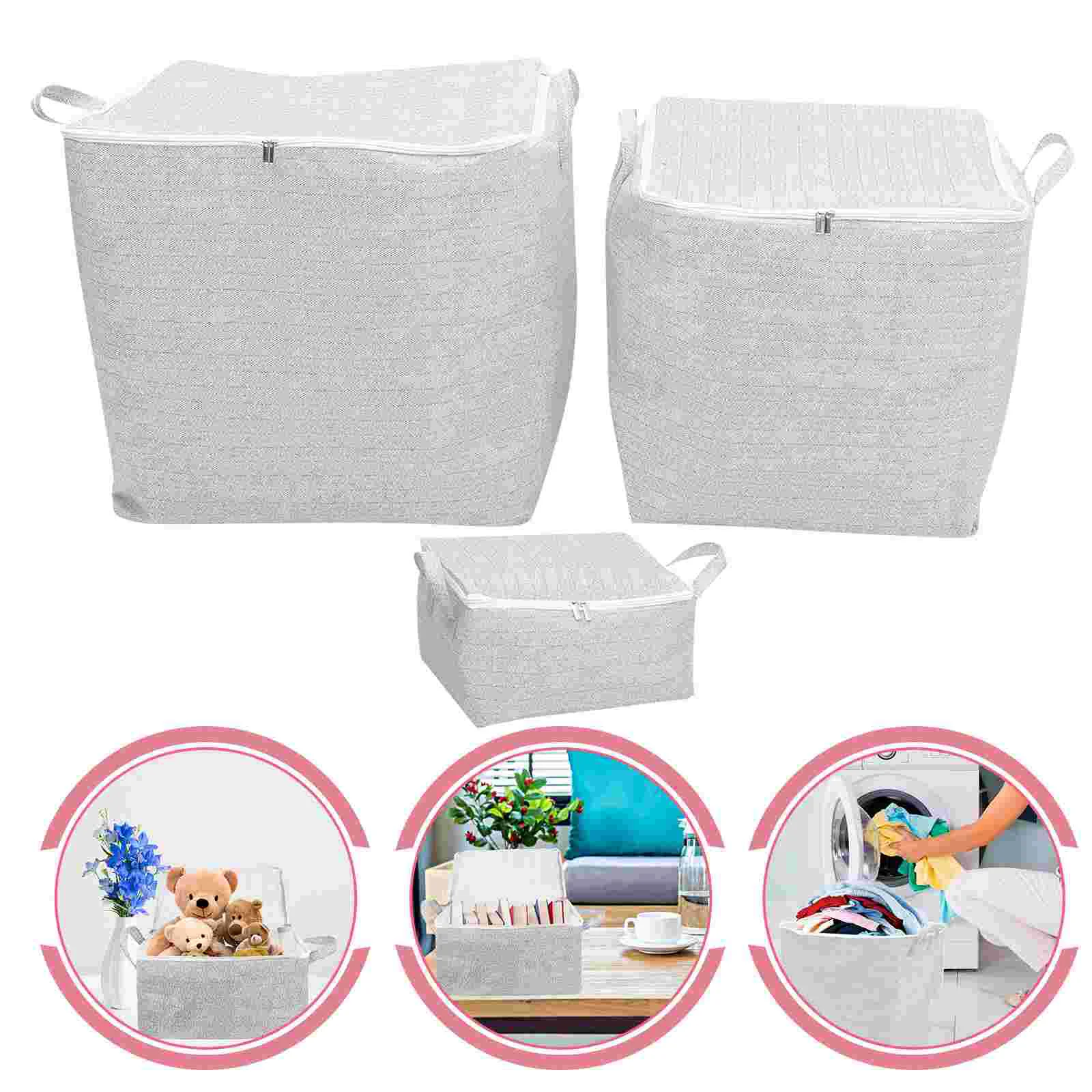 

3 Pcs Folding Storage Box Closet Organizer Shelves High Capacity Wardrobe Holder Non-woven Fabric Clothes Container Cases Shelf