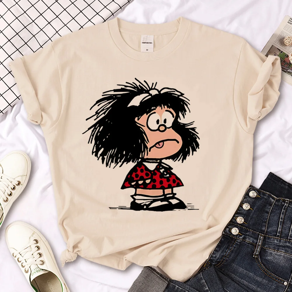 Camisetas Mafalda para mujer, camiseta japonesa, ropa gráfica
