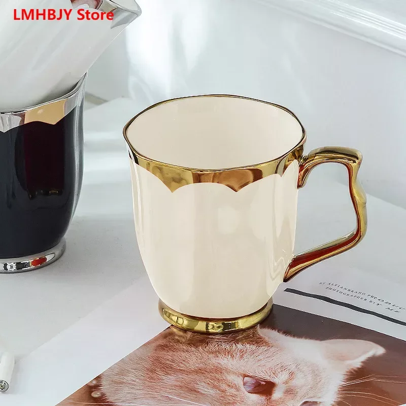

Керамическая одинарная чашка LMHBJY для дома и офиса, семейная Роскошная кофейная чашка для завтрака в скандинавском стиле, Подарочная кружка