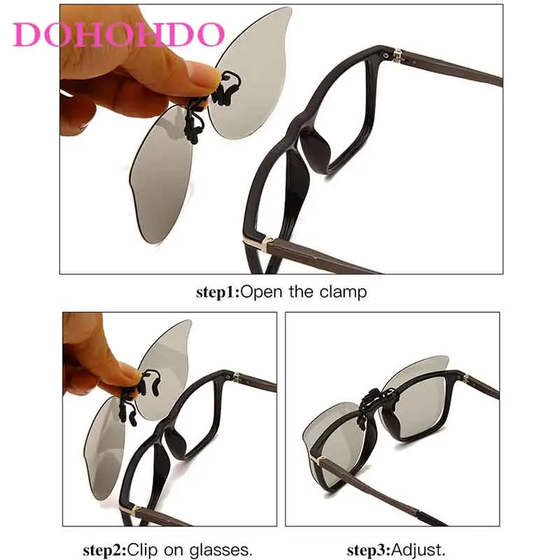 DOHOHDO Polarized Sunglasses Men Clip On Sunglasses Eyewear Accessories Photochromic Driving Goggles Women Cat Eye_voghion.com