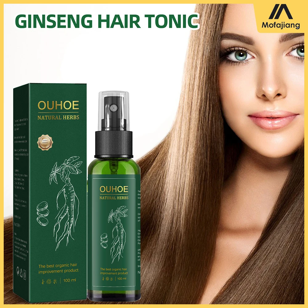 Hair growth serum Hair growth cream Hair growth spray Hair growth shampoo set Ginseng Hair Growth Solution 100ml Hair Care Liquid Strengthen Root Nourishes Repairing Organic Improvement