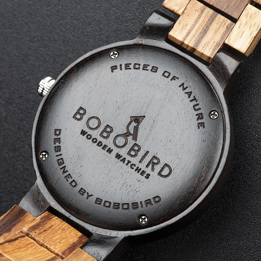 BOBO BIRD Wooden Men Watch Fashion Business Week And Date Display Quartz Timepiece Customize Logo Great Gift relogio masculino 5