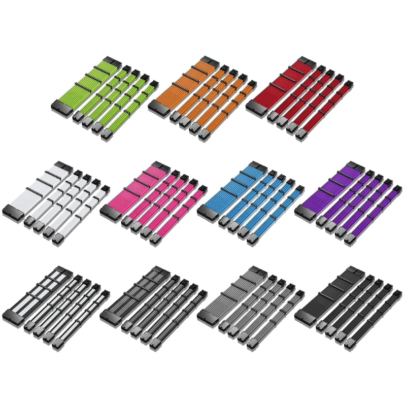 

Удлинительные кабели с рукавами для блока питания 30 см, 24-контактный, + 2-контактный, 4 + 4-контактный для блока питания