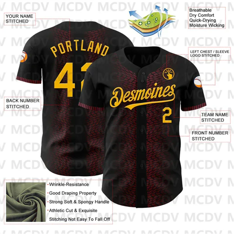 Custom Burgundy & Black Color Fan Baseball Jersey main image 0
