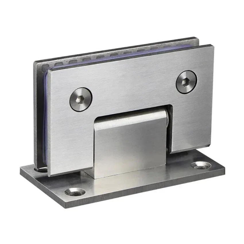 Stainless Steel Shower Glass Door Hinge 90 Degree Wall-to-Glass Showcase Cabinet Clamp