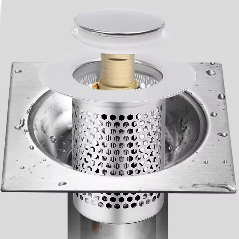 Shower Sink Strainer Washbasin Plug Anti Odor Pop-Up Bounce Core Basin Stopper Hair Catcher Stainless Steel Filter Bouncing Core