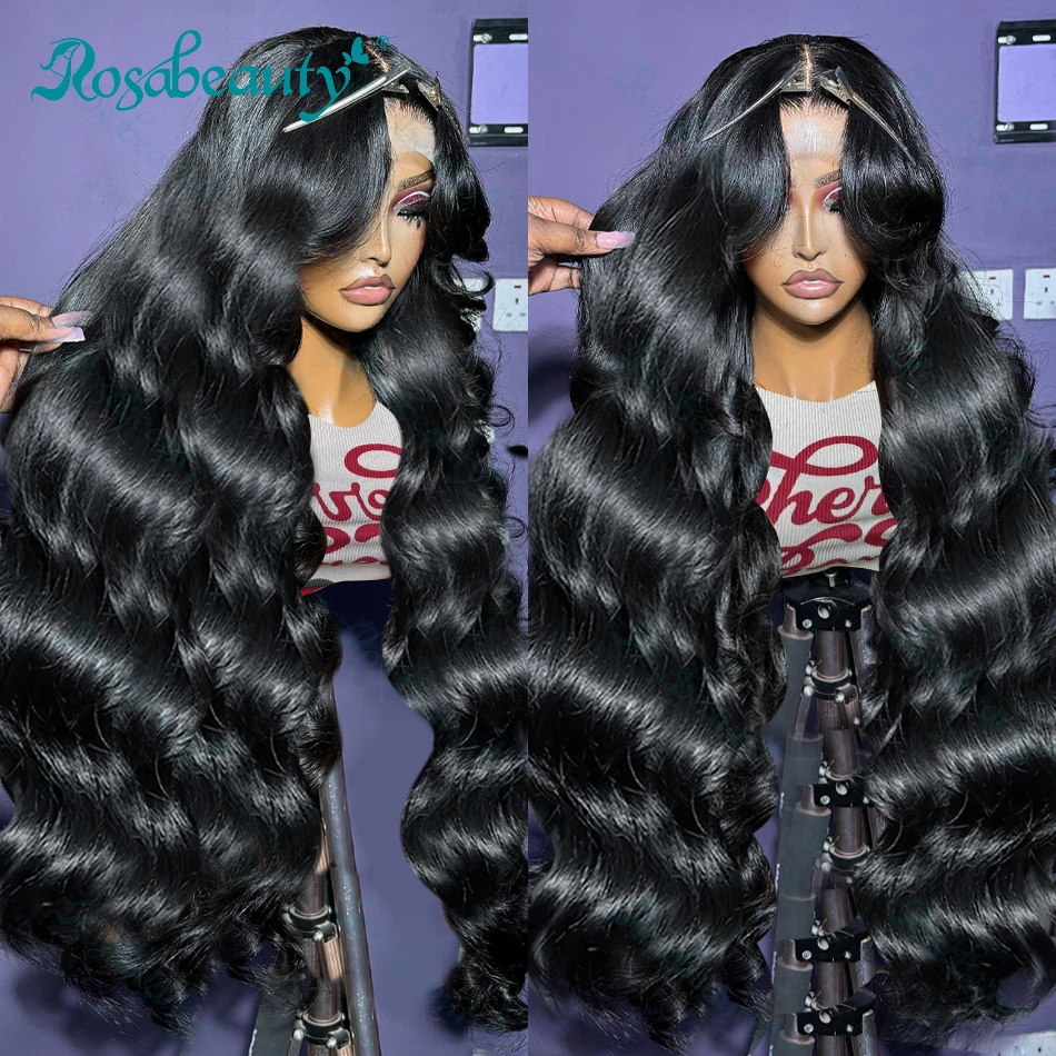 Rosabeauty Human hair wigs Body Wave Human Hair Wigs 13x4 HD Lace Frontal Water Wave Curly Wig Preplucked Brazilian For Women 300 High Density
