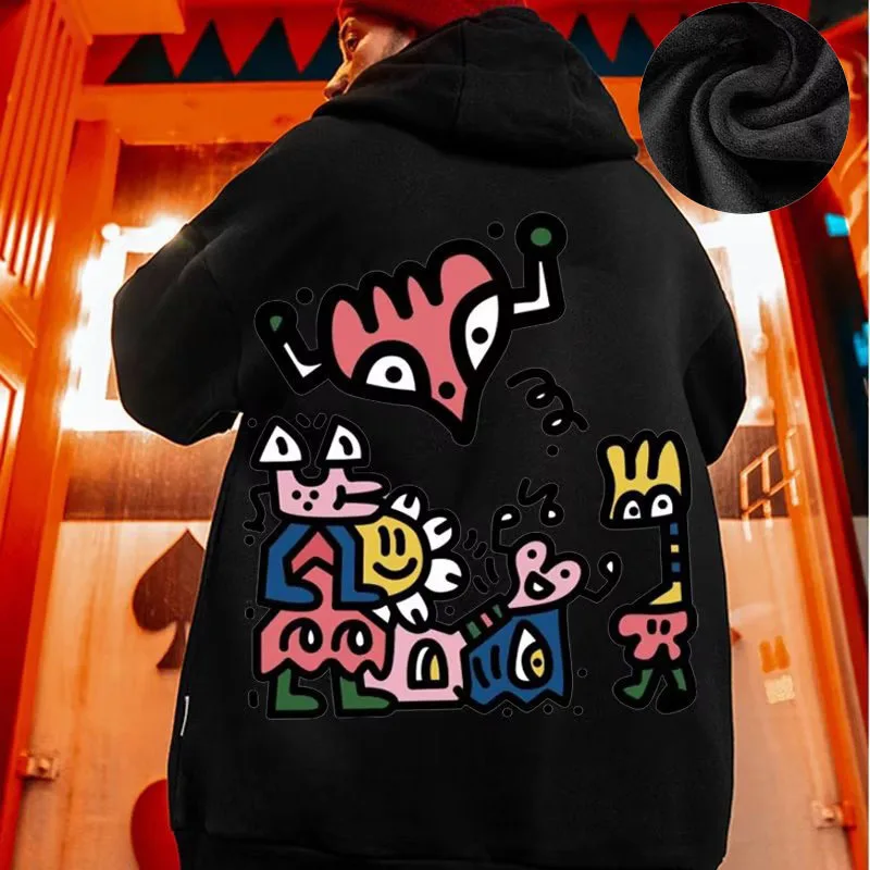 Hooded Sweater Men's Trendy Brand Large Size M-8XL Men's Autumn And Winter Style Plush And Thick Fat Hip-hop Pullover Jacket