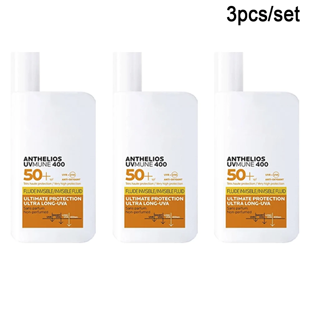 

3pcs Anthelios UVMUNE 400 50+ SPF UVB/UVA Antioxidant Sunscreen sunblock Fluide Invisible Nvisibl Fluid Sun Cream Yellow 50ML