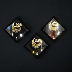 2022 Muslim Ramadan Led Wooden Wall Hanging Painting Eid Ramadan Wall Decoration Pendant Room Decor Lights Decoration