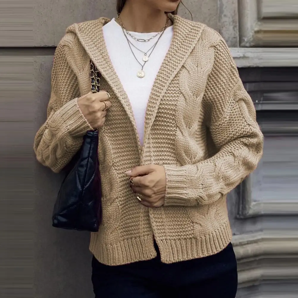 

Women Cardigan Jacket Soft Comfortable Sweater Coat Stylish Women's Chunky Knit Hooded Cardigan Cozy Elegant Outerwear for Fall