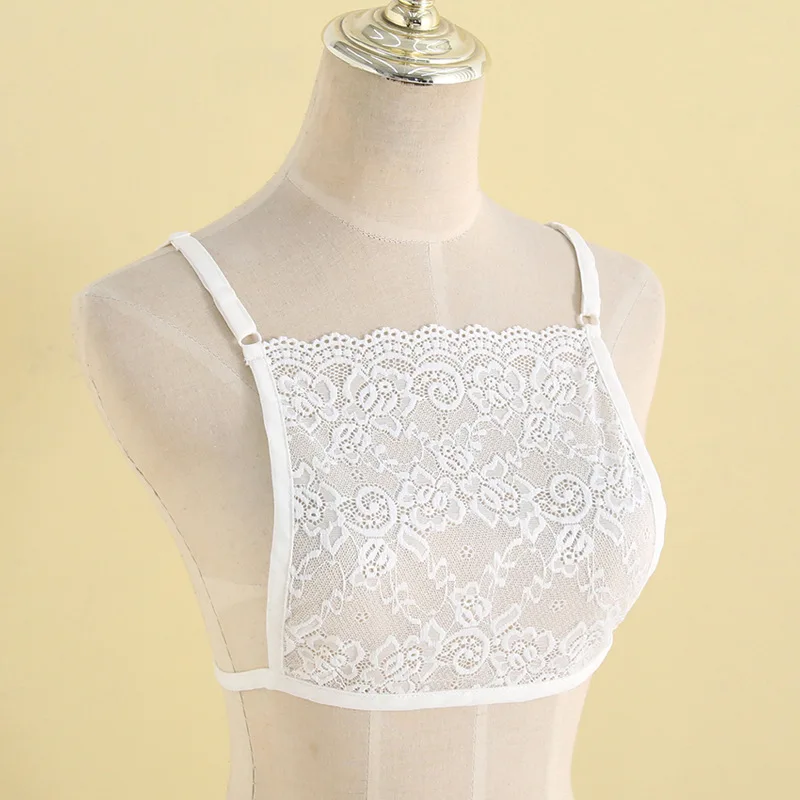 Women Lingerie Bra Lace Camisole Tops Sexy Lace Anti-slip Underwear Camisole Bras Wrapped Chest Overlay Panel Women Invisible Low Cut Clothing Prevent Light Leakage