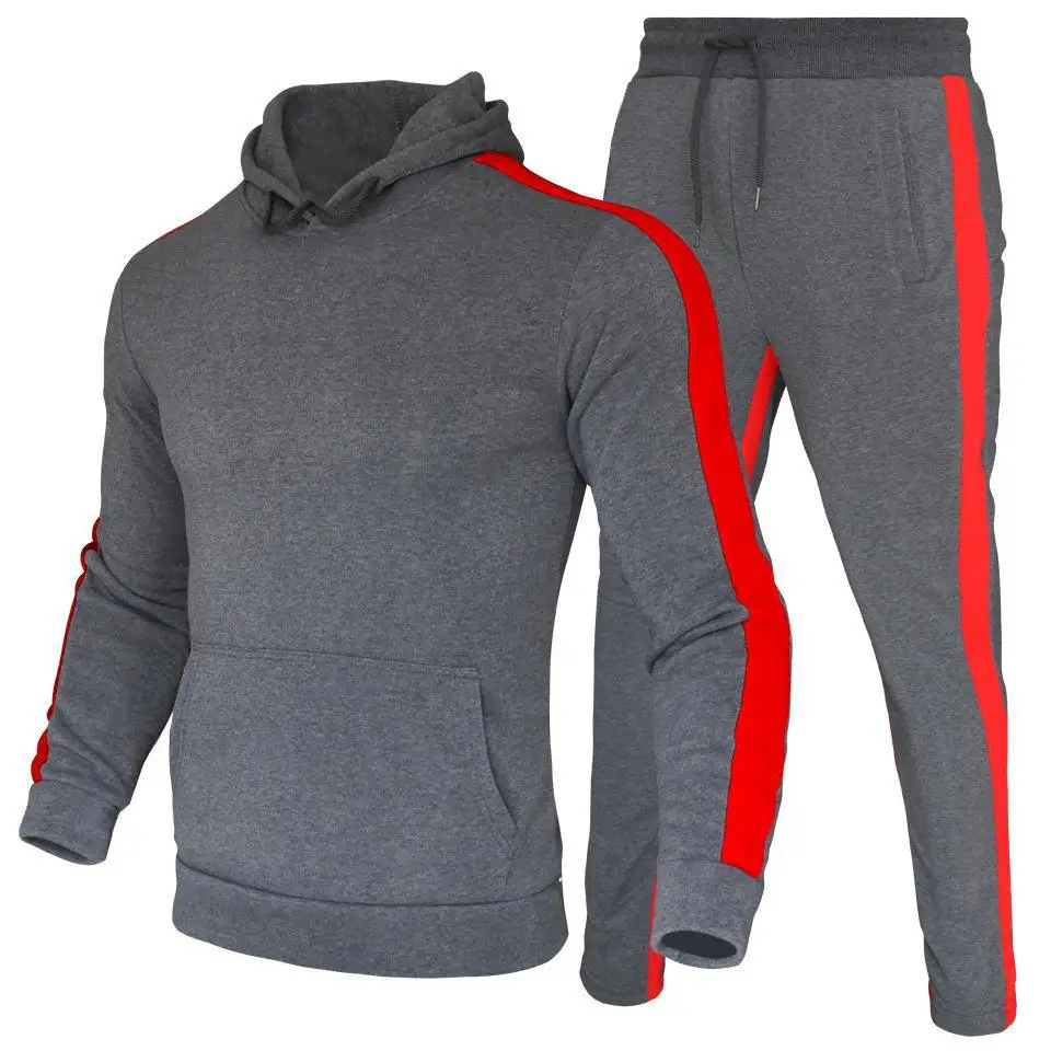 

Spring Autumn Cotton Sweatshirt 2-Piece Set Hoodie+Trouser Jogging Tracksuit Splice Men Women Multicolor Pullover Top Sport Pant