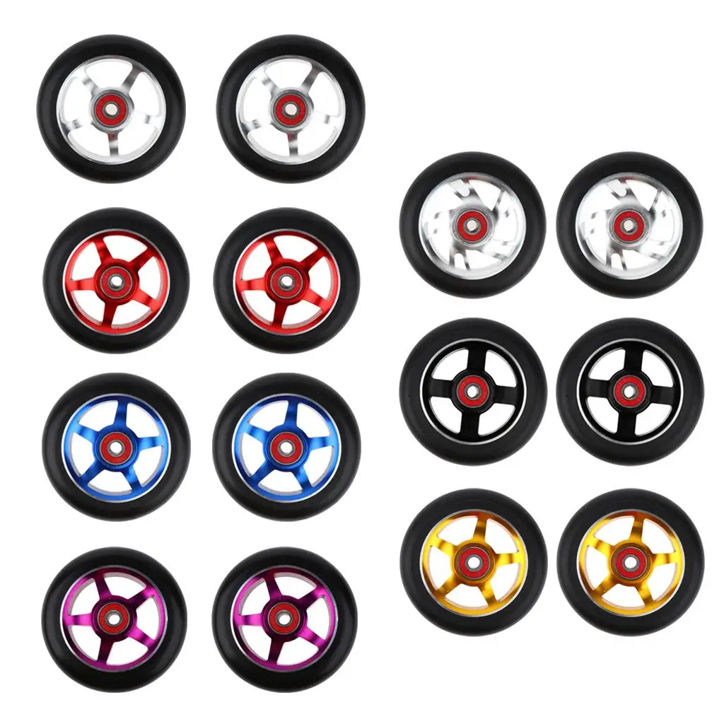 Pair of 100mm Scooter Wheels with ABEC-9 Bearings-Set of 2