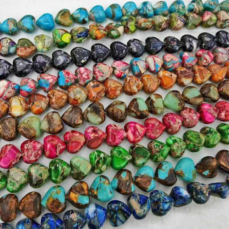 Emperor Stone Beads Heart shaped Beaded  Handmade DIY Bracelet Necklace  Key Chain Jewelry Accessories Wholesale