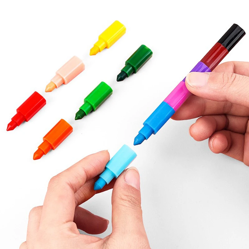 12-Color Building Block Crayons Fun Rainbow Color Stackable Drawing Crayons Graffiti Pen Art Supplies Birthday Gift Boy Girl ZYF - 5