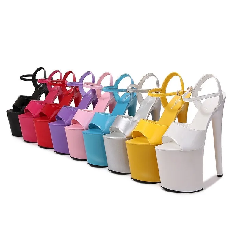 20cm Platform Sandals Stiletto Heels Women Pole Dancing Shoes Nightclub Plus Size 34-45 women high heels platform high heels sandals platform sandals ankle buckle sandals