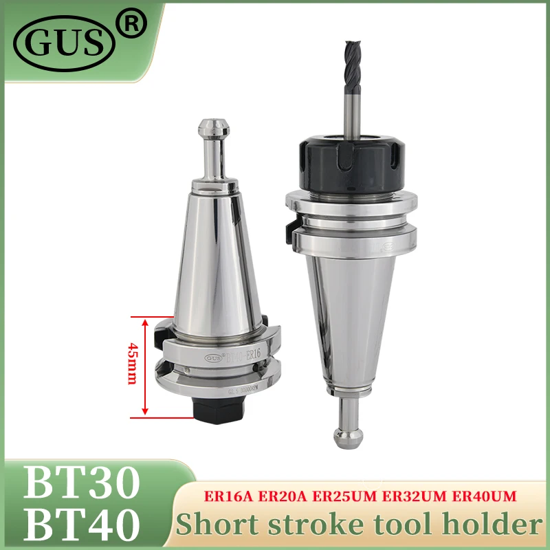 GUS 고정밀 쇼트 스트로크 공구 홀더, 콜릿 척, CNC 타각기 공구, ER16, ER20, ER25, ER32, ER40, 0.002mm, BT30, BT40