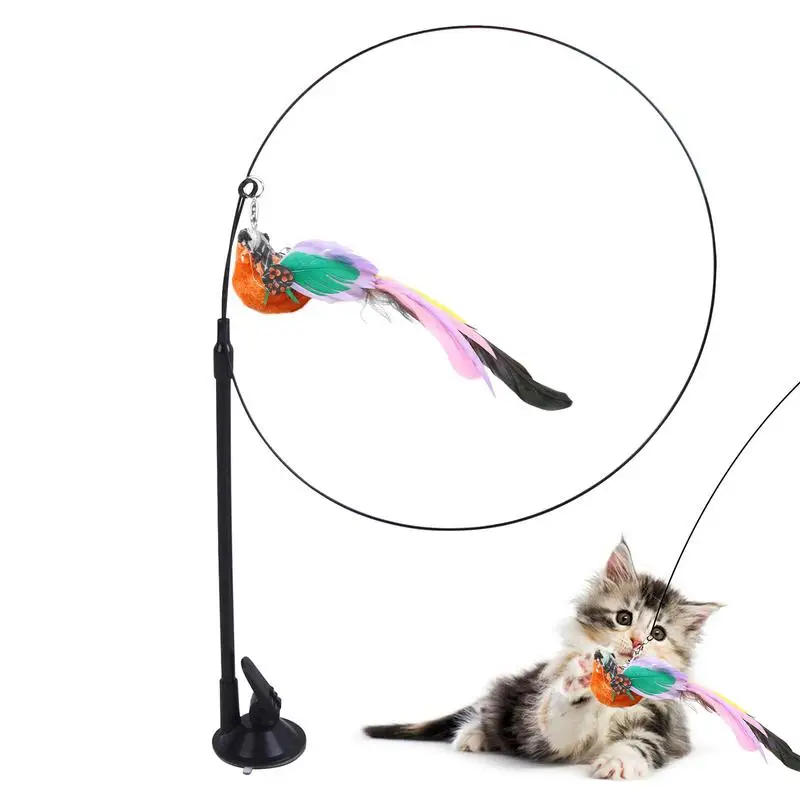 

Cat Teaser Wand Suction Cup Interactive Cat Toy Cat Stick Teaser Toy For Kitten Playing Chaase Exercise Cat Supplies Accessories