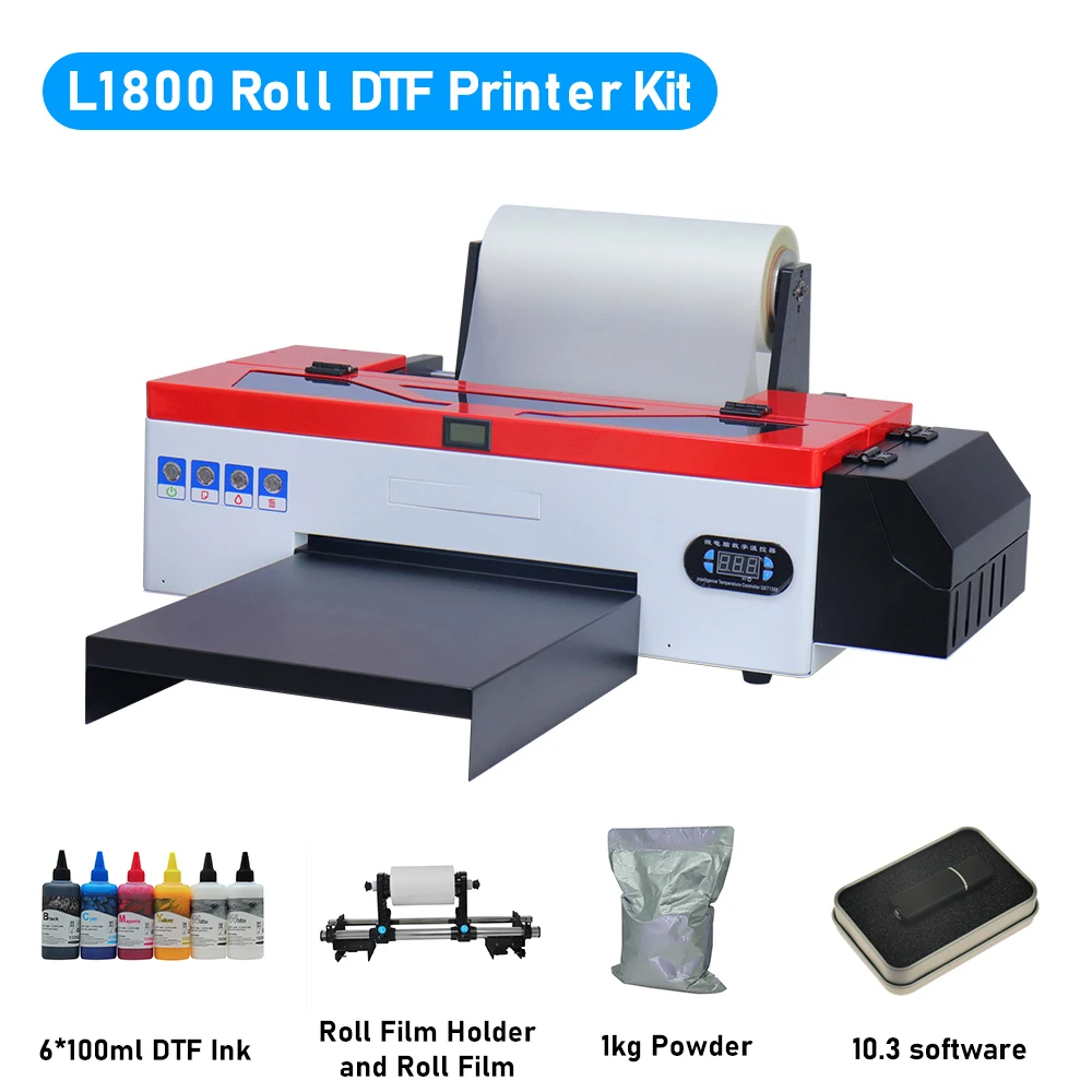 A3 DTF L1800 Printer Tshirt Printing Machine with Roll Film Holder 10.3 RIP  Software DTF Transfer Film Roll Film Printer Machine - AliExpress