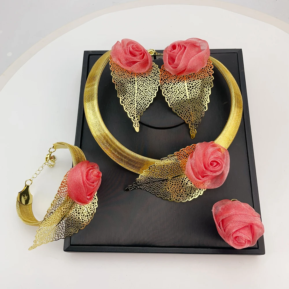 Brazilian Jewelry Sets Beautiful Flower Jewelry Bridal Jewelry for Women Wedding Christmas Gift FHK21025 - 5