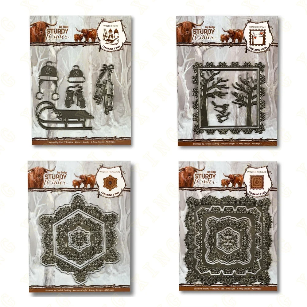 

Winter Square New Metal Cutting Dies Scrapbook Diary Decoration Stencil Embossing Template DIY Greeting Card Handmade 2023 Hot