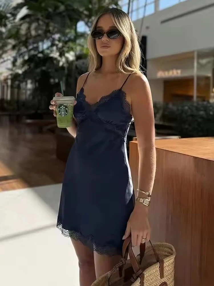 Womens Dresses Lace Asymmetric Slip Dress Summer 2026 Sexy Evening Party Dresses Ladies Mini Sleeveless Backless Vestidos