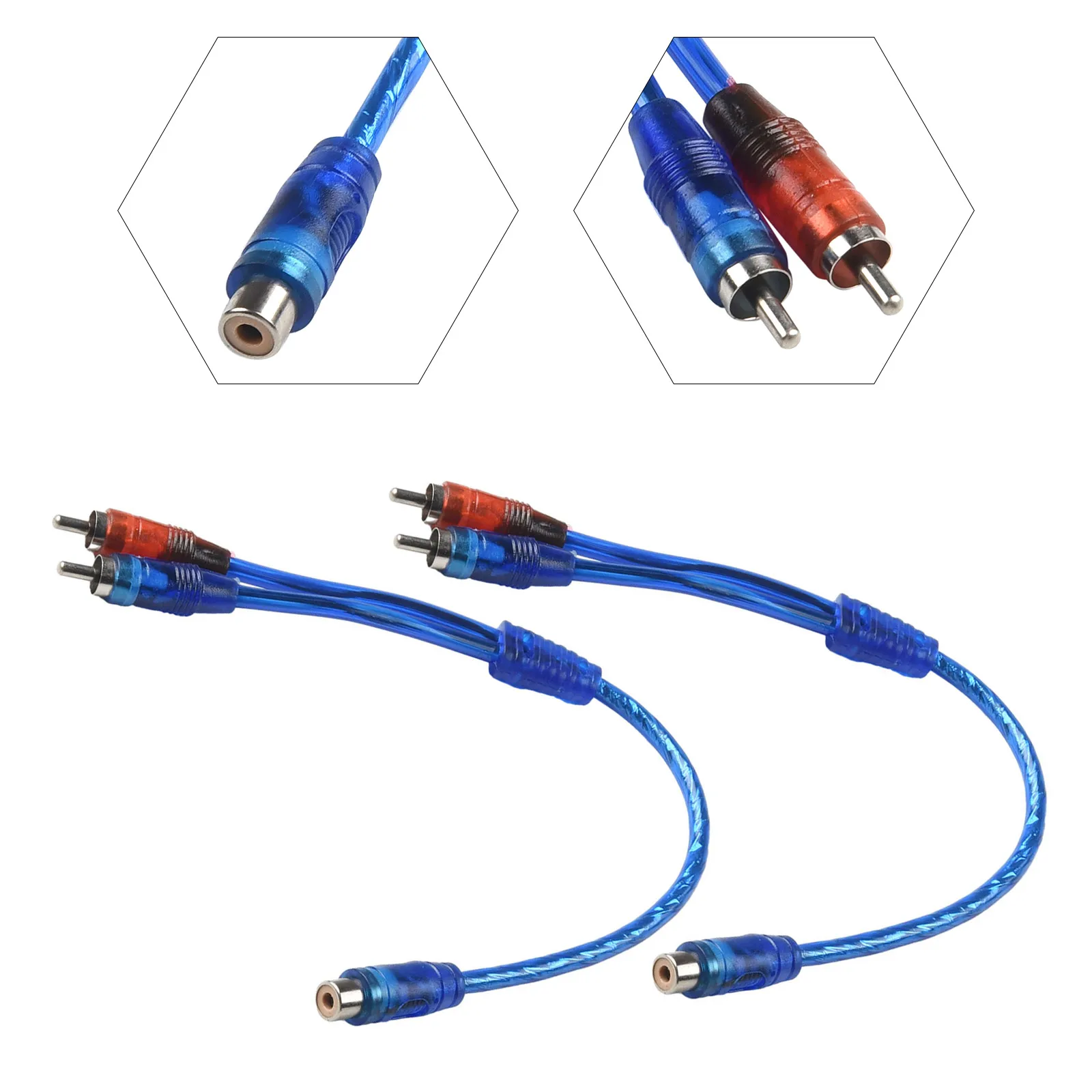 2-Pack RCA Y Splitter Audio Cable – 1 Female To 2 Male Adapter – 12 Inch, Blue