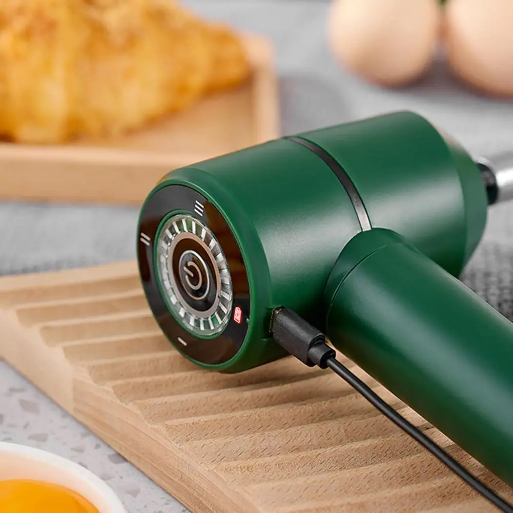 Electric Egg Beater Handheld Mixer USB-C Charging Cordless Whisk With Detachable Beaters 3 Speeds Modes Kitchen Tool For Baking