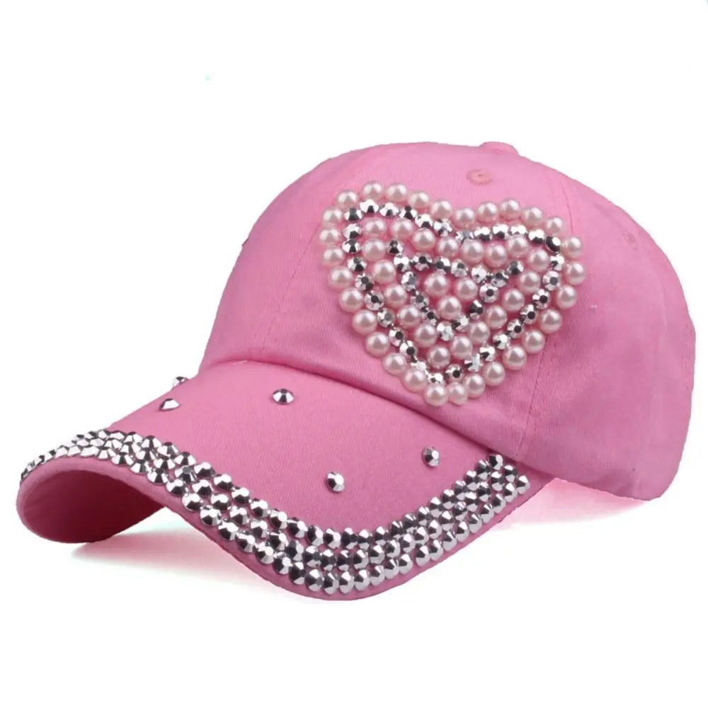Neue Mode Baseball mützen Frauen Mann verstellbare herzförmige Strass steine besetzt Schirmmütze Hip Hop Hut Kinder Baumwolle Baseball mützen – Detail 7