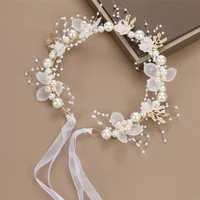 Headband And Wrist flower Pearl Crystal Corsage Bridesmaid Children Hand Flowers Marriage Beautiful Bride Wedding Accessories 4