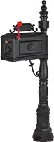 Polar Aurora Barcelona Decorative Post Mailbox Combination Stratford Heavy Duty Postal Mail Box Cast Aluminum(Black) 1