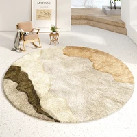 Modern Luxury Rugs for Bedroom Fluffy Soft Living Room Decoration Carpet Minimalist Abstraction Lounge Rug Round Plush Floor Mat 1