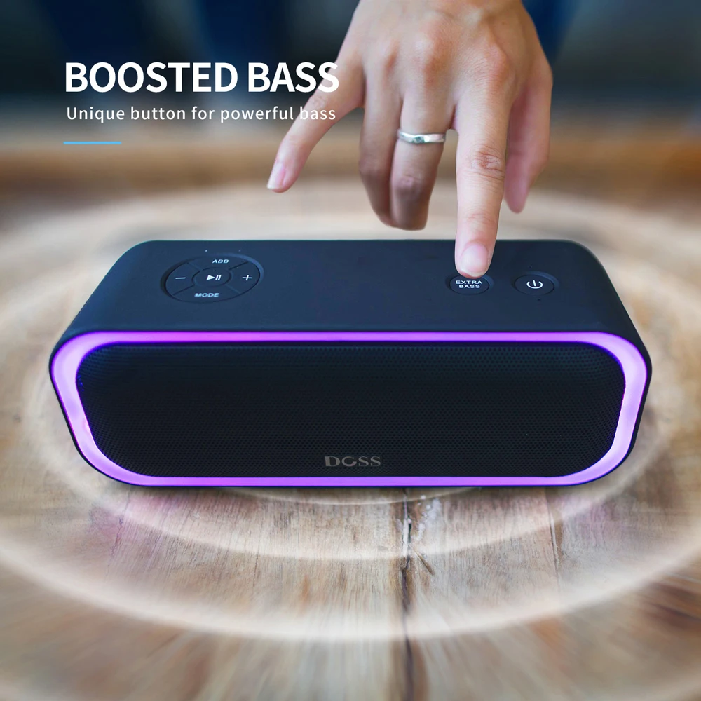 DOSS Wireless Speaker Bluetooth 5.0 SoundBox Pro Portable IPX5 Waterproof Music Sound Box 20W Stereo Enhanced Bass TWS Speakers
