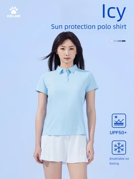 KELME POLO donna estate pendolare moda top uomo paia di seta ghiaccio protezione solare risvolto t-shirt a maniche corte