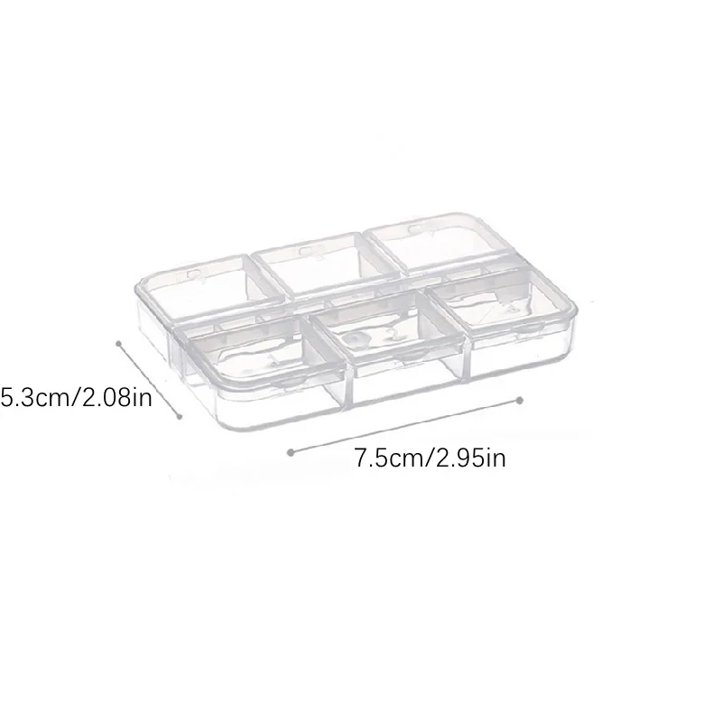 5pcs Nail Art Storage Box Rhinestone Organiser Charm Organiser Bead Storage Container Painting Beads 6 Grid Nail Art Container 5