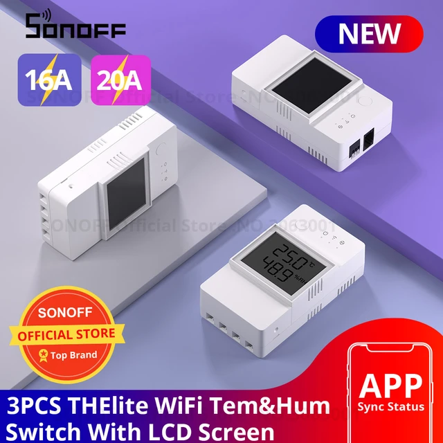SONOFF 3PCS TH Elite 16A/20A Smart Temperature and Humidity Monitoring  Switch for Smart Home Work with Alexa and Google Home