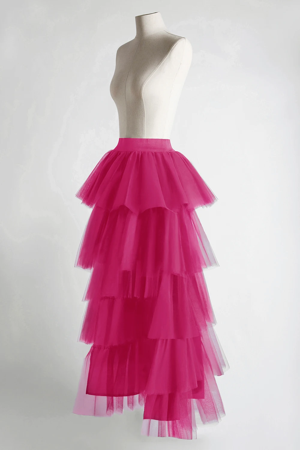 BABYONLINE High-Low-Tüllrock, gestufte Rüschen, asymmetrischer Ballrock, Punk-Tüllkleid unter Petticoat, lässiges Ball-Party-Outfit – Detail 5
