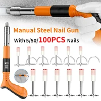 High-pressure Nail Gun Manual Mini Steel Nail Rivet Tool Home DIY Manual Steel Nail Gun Adjustable Strength With 5-100pcs Nails 1
