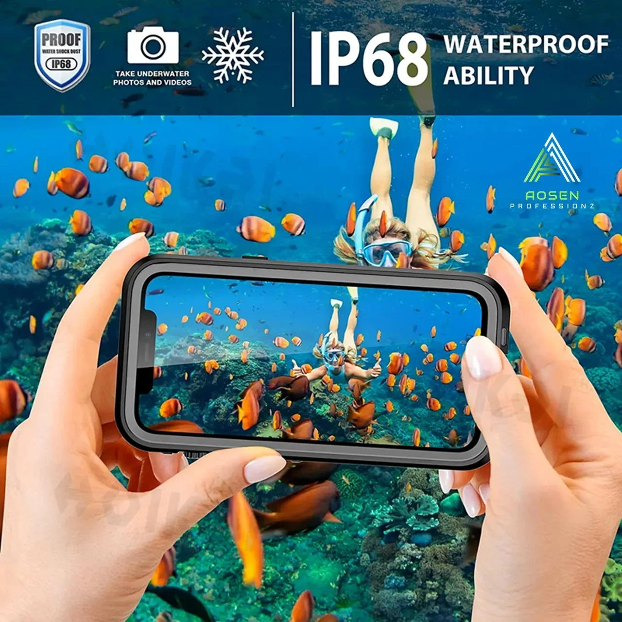 Ultimate IP68 Waterproof Full Body Protective Case with MagSafe for Diving and Underwater Adventures