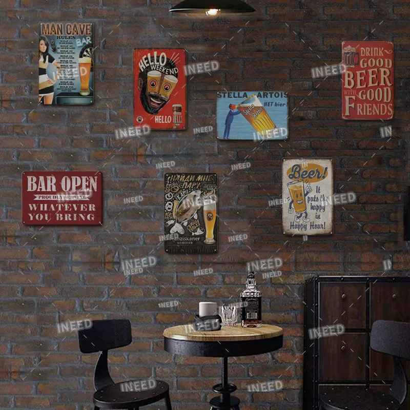 Placa decorativa da parede do metal, cerveja, vinho, cerveja, barra, bar,  cozinha, ofícios, decoração do vintage, decaindo