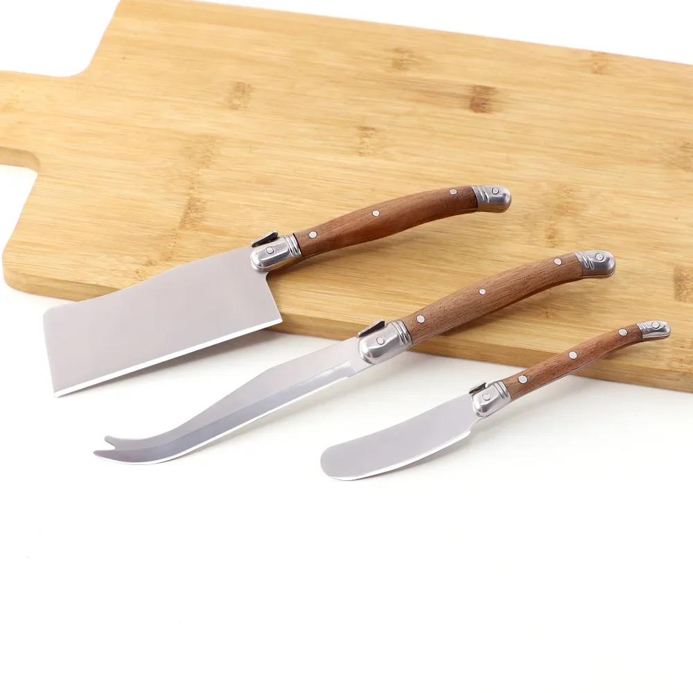 3pcs Cheese Knife Set Solid Rosewood Handle Butter Spreader Stainless Steel Butter Knife Cheese Tools