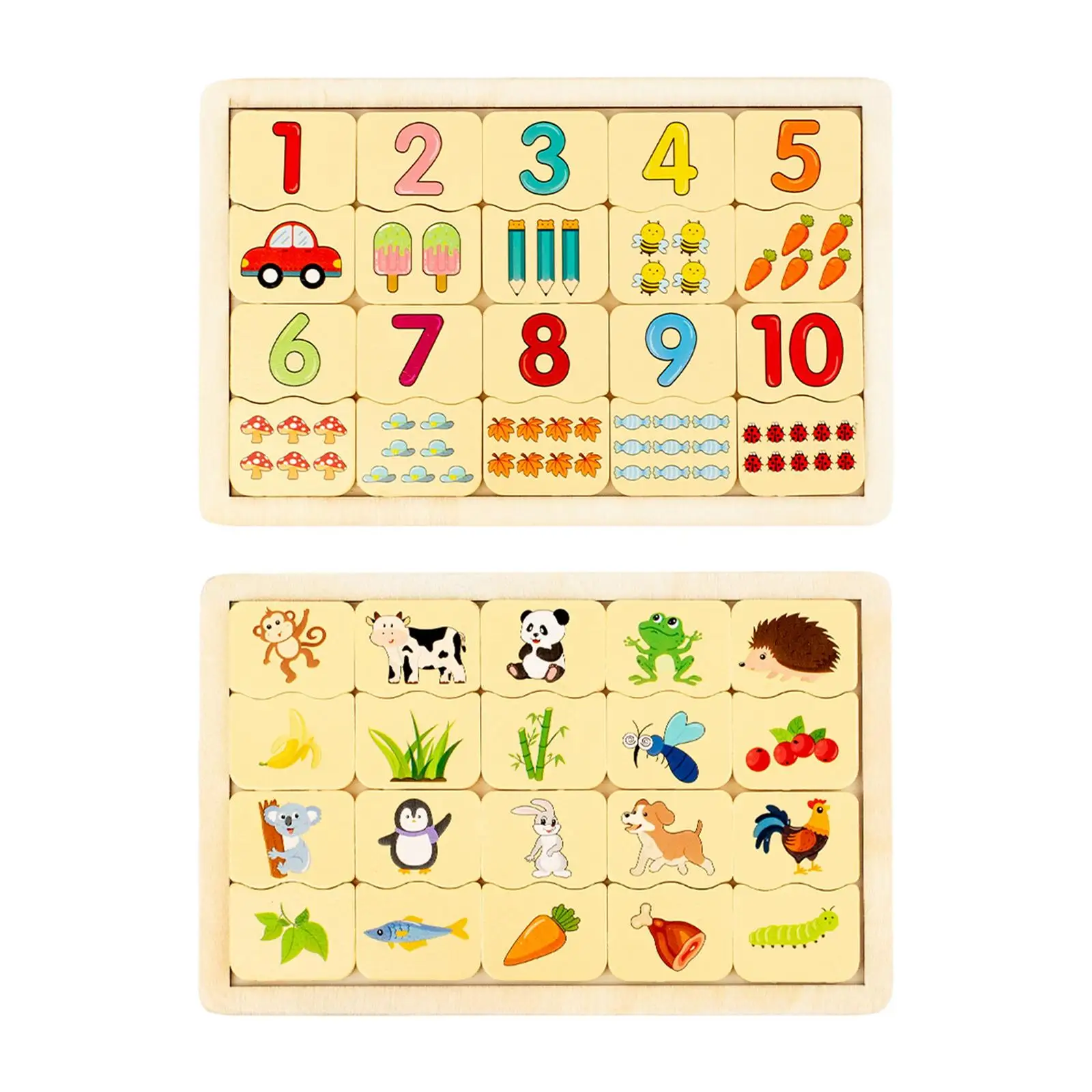 

Children Wooden Puzzle Matching Toy Teaching Prop Wood Toy for Interaction Game Ages 2+ Years Old Children Boys and Girls