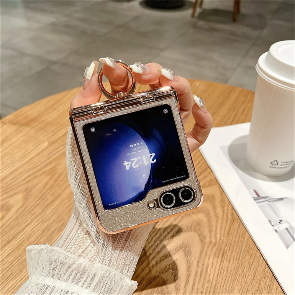 Glitter Diamond Ring Holder Gradient Electroplating Shockproof Case