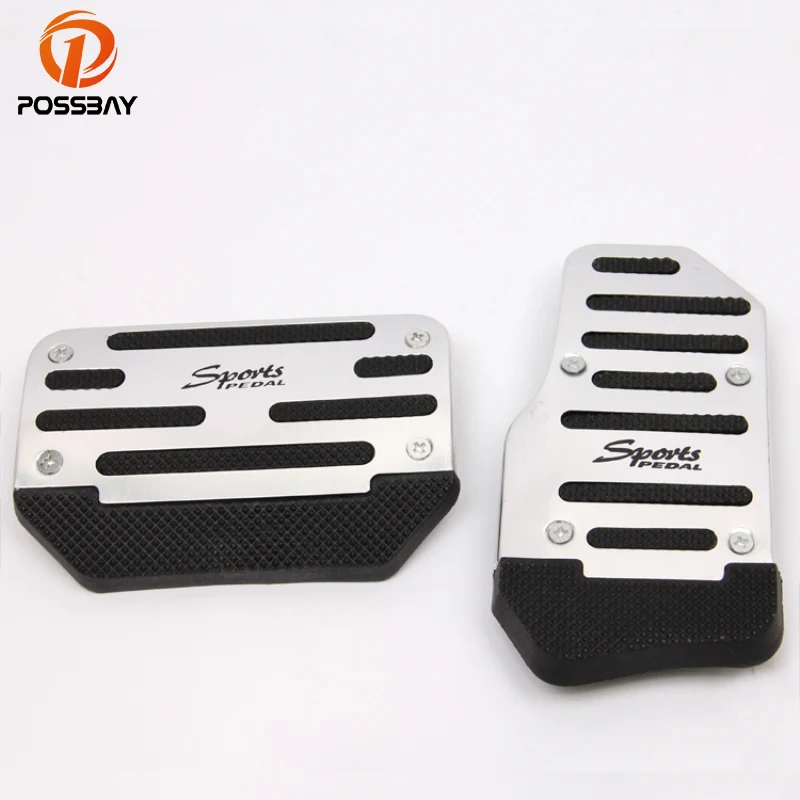 Автомобильные накладки на педали акселератора POSSBAY серебристые нескользящие для