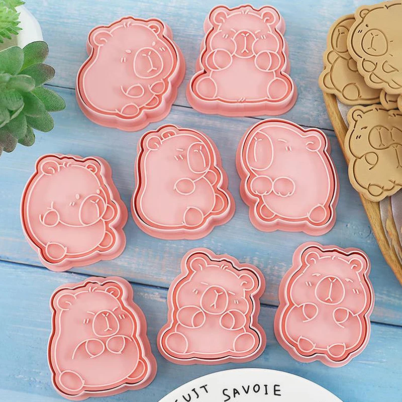 8pcs Cartoon Capybara Shaped Cookie Cutter Animal Fondant Biscuit Mold Cake Decoration Tools Baking Accessories Kitchen Gadget