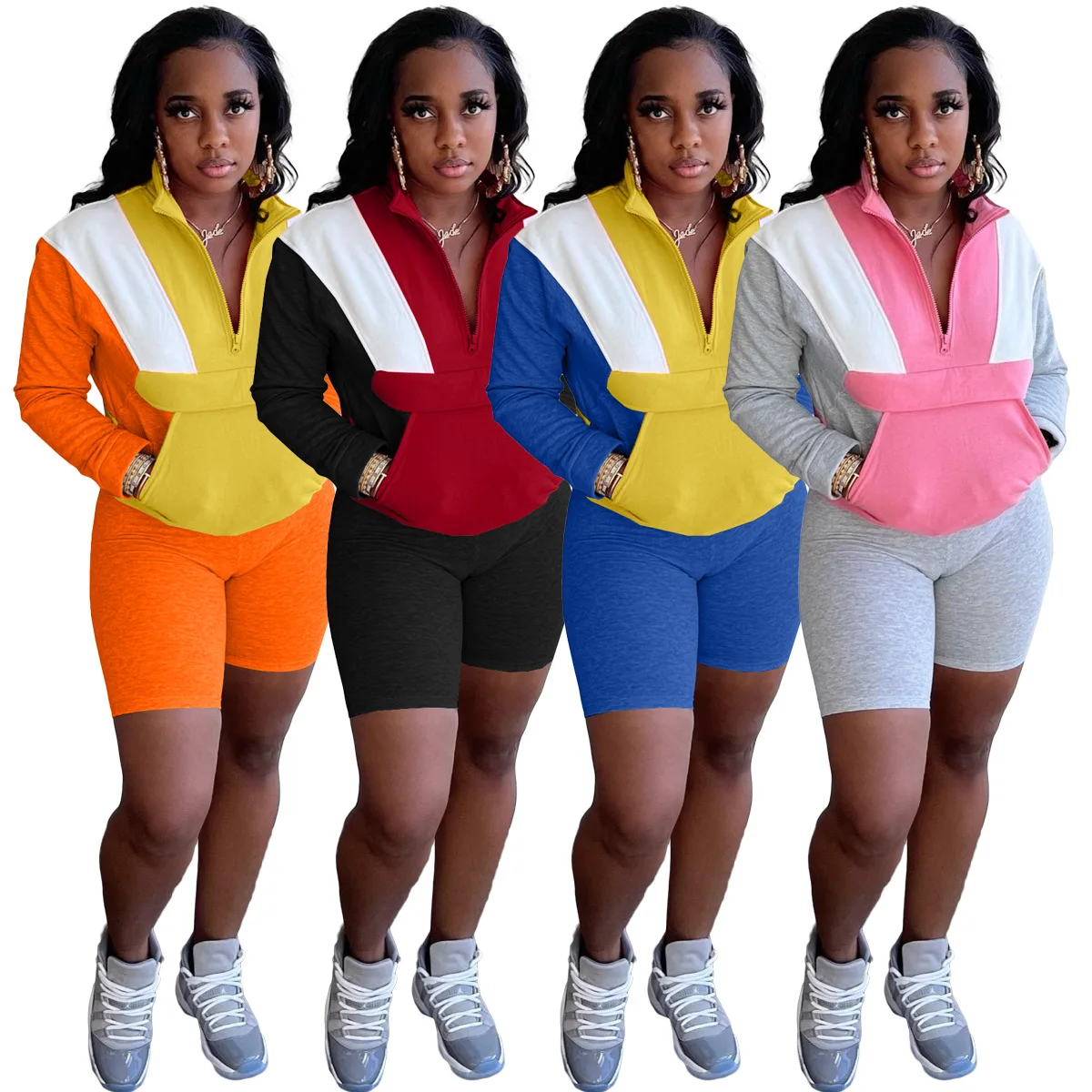 Fashion Colorblock Sports Pocket 