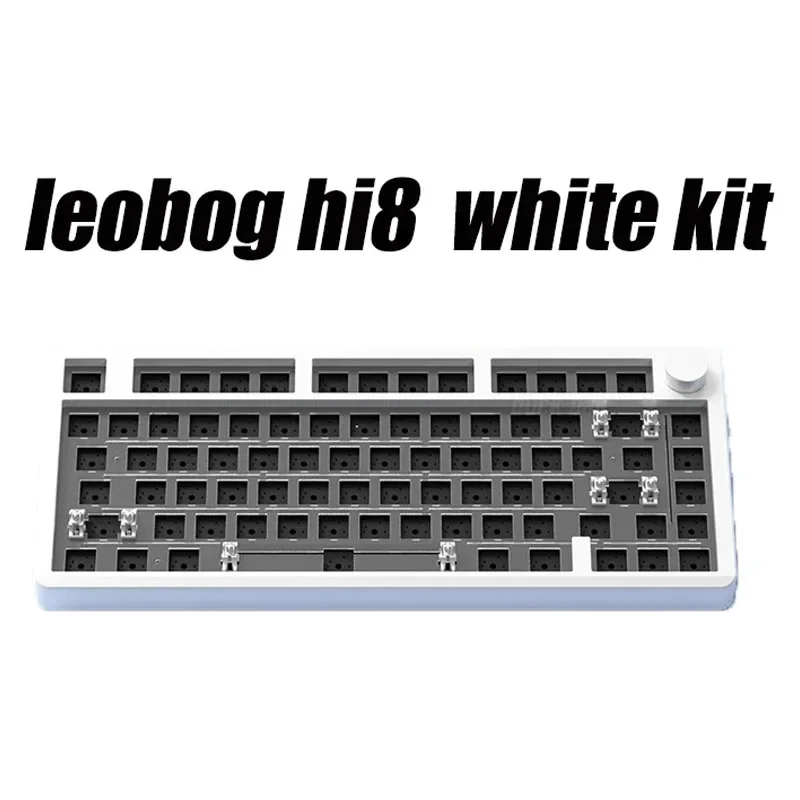 Leobog Hi8 무선 키보드 키트, 블루투스, 화이트, 알루미늄 합금, 80 키, Pbt 3 가지 모드 개스킷, 게이밍 기계식 키 맞춤형